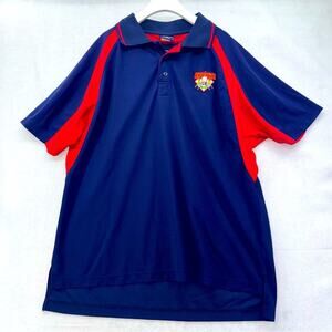 Men’s Cooperstown Baseball Dream Park Polo Shirt Navy Blue & Red size Large